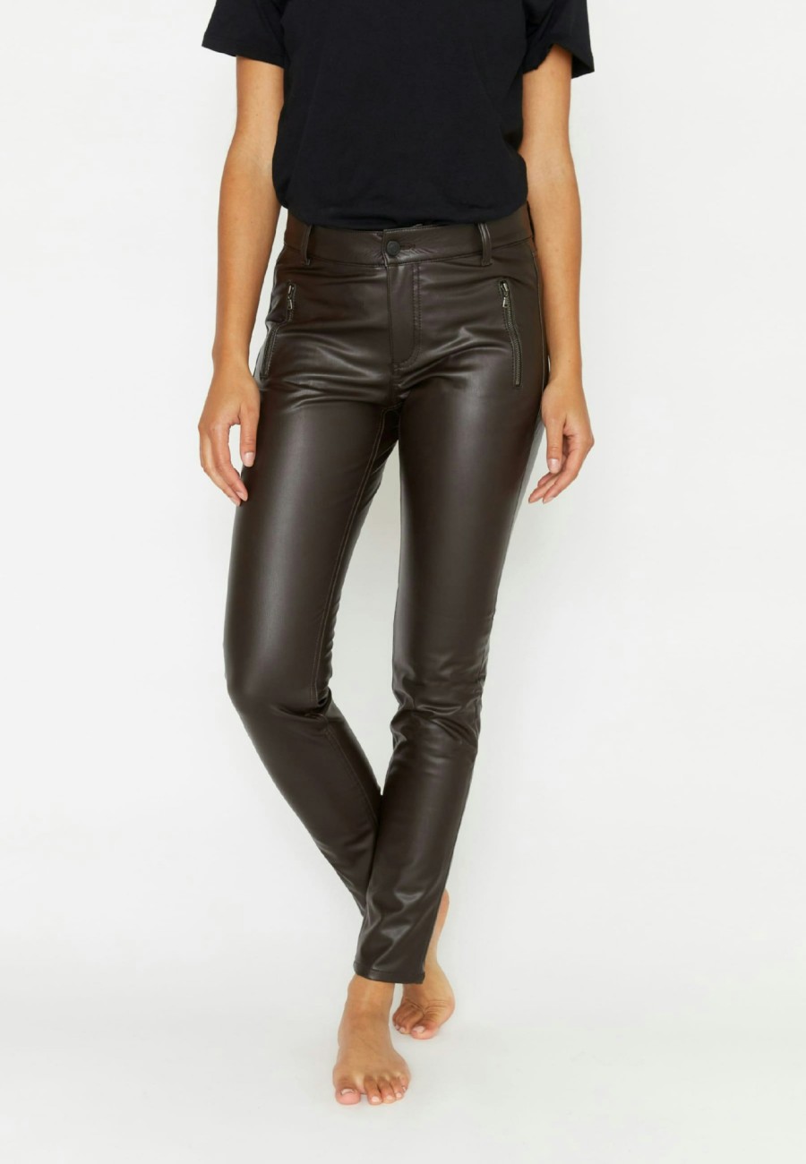 Angels Jeans Lederimitathose Skinny Pocket Zip In Uni-Design | Skinny