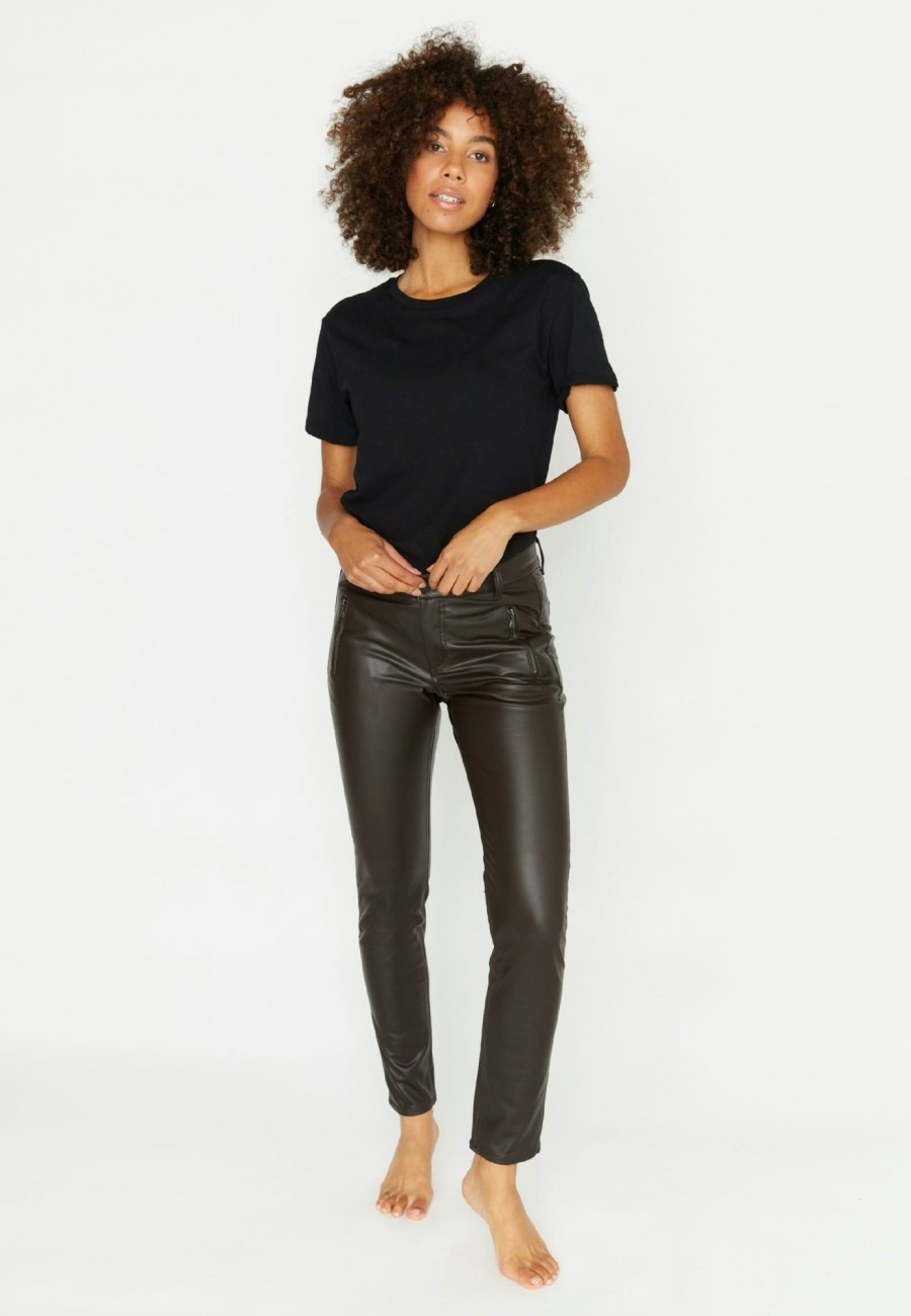 Angels Jeans Lederimitathose Skinny Pocket Zip In Uni-Design | Skinny