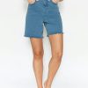 Angels Jeans Jeansshorts Mila In Unifarbenem Denim | Straight Fit