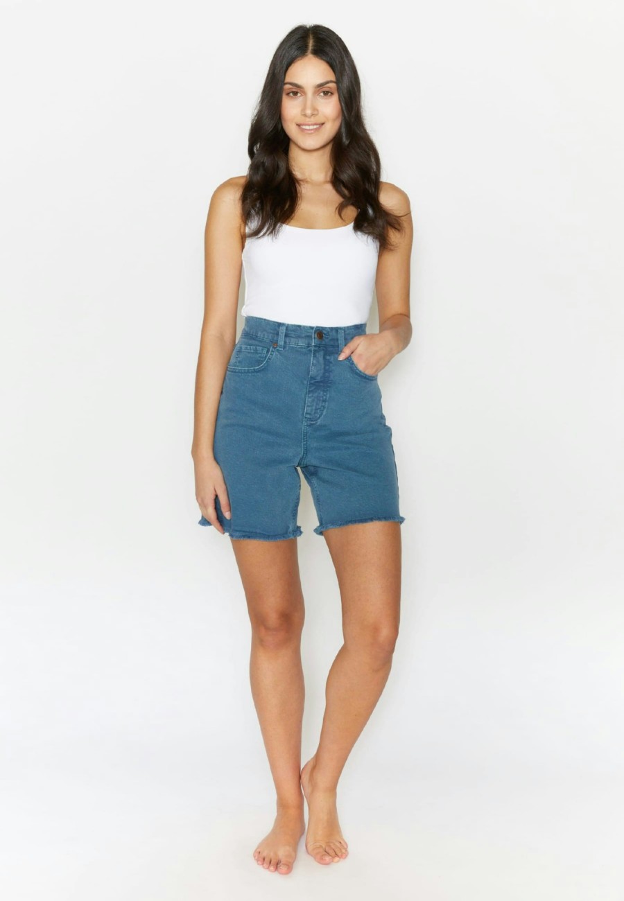 Angels Jeans Jeansshorts Mila In Unifarbenem Denim | Straight Fit