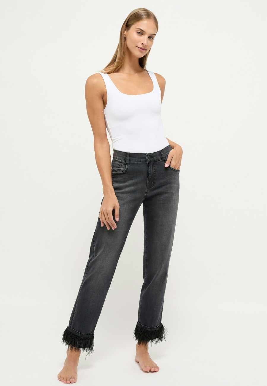 Angels Jeans Jeans Darleen Crop Tu Mit Federn | Straight Fit